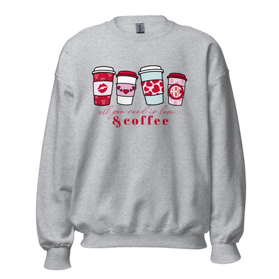 Monogrammed 'Love & Coffee' Crewneck Sweatshirt