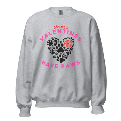 Monogrammed 'The Best Valentines Have Paws' Crewneck Sweatshirt
