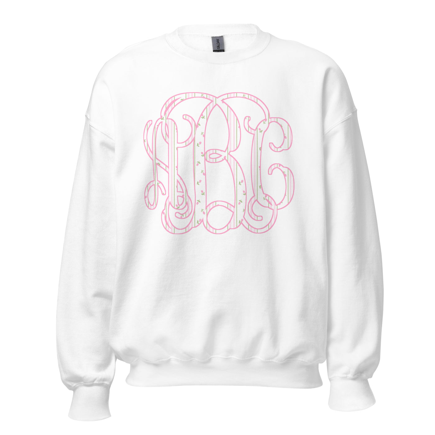 Monogrammed ‘Coquette Floral Patterns’ Big Print Crewneck Sweatshirt