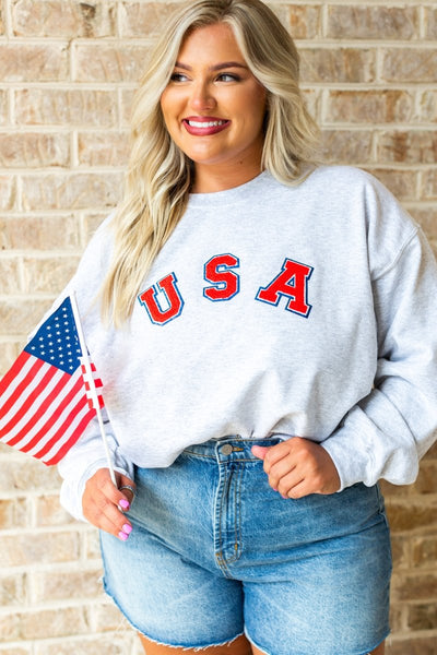 USA Letter Patch Crewneck Sweatshirt - United Monograms