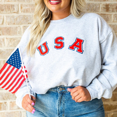 USA Letter Patch Crewneck Sweatshirt - United Monograms