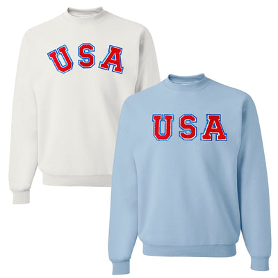 USA Letter Patch Crewneck Sweatshirt - United Monograms