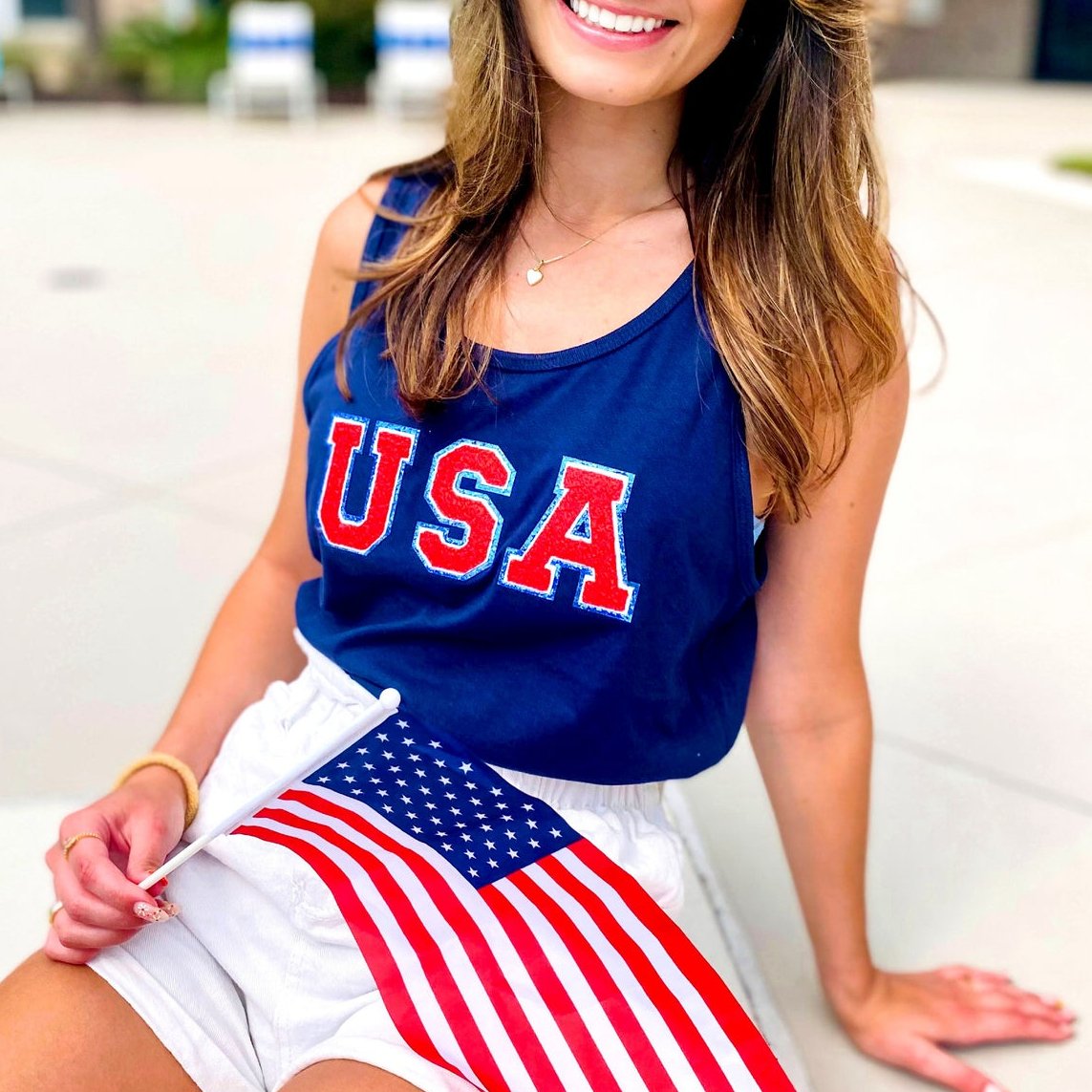 USA Letter Patch Premium Tank Top - United Monograms