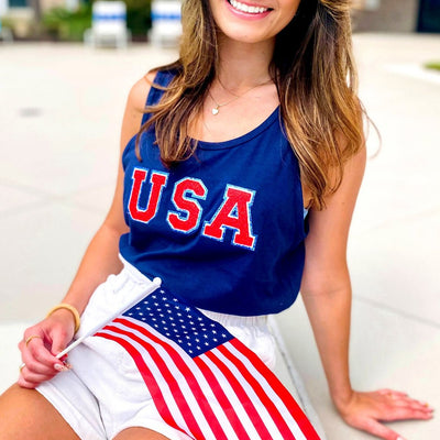 USA Letter Patch Premium Tank Top - United Monograms