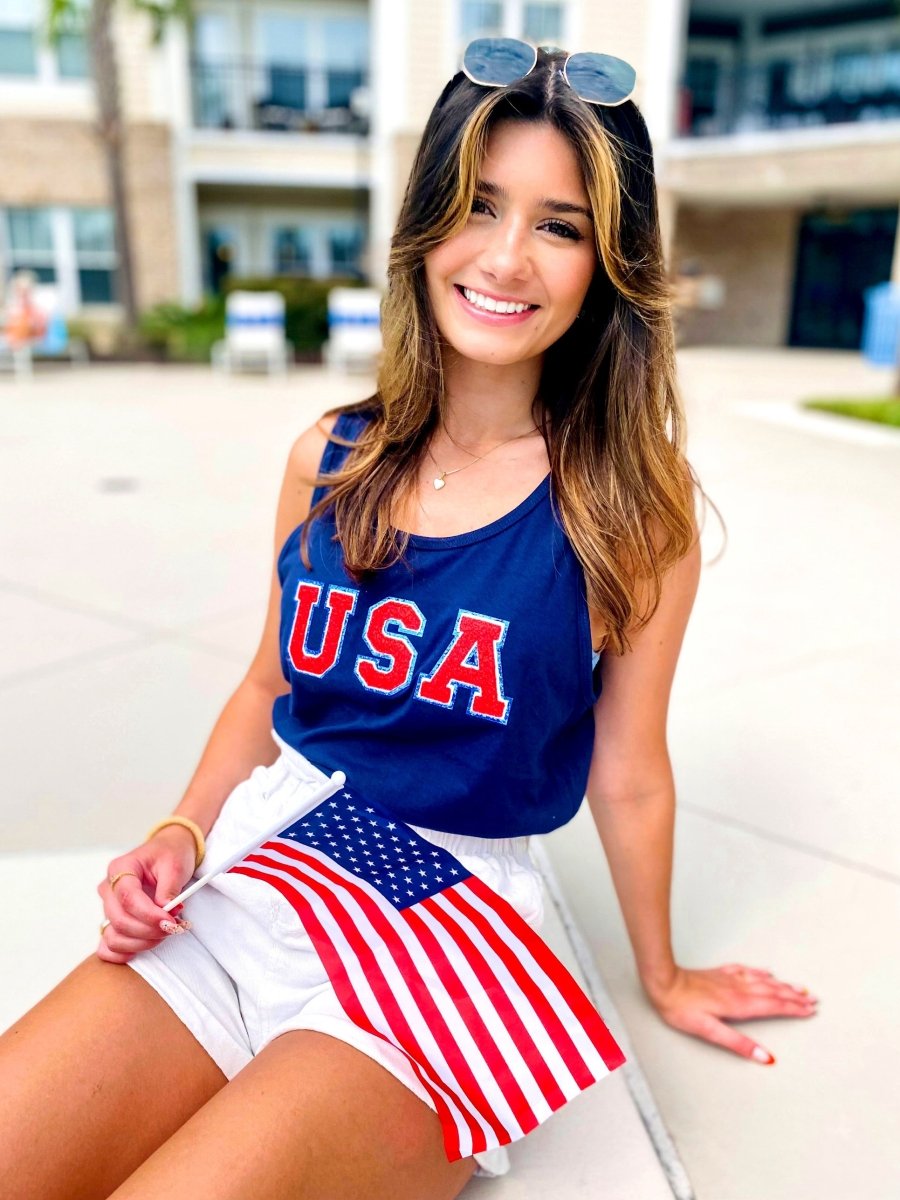 USA Letter Patch Premium Tank Top - United Monograms