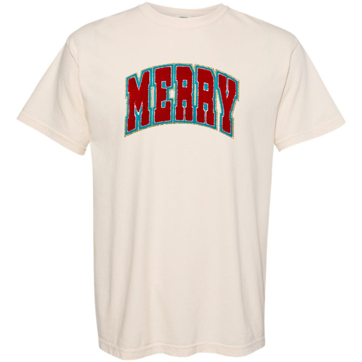 'Varsity Merry' Letter Patch Tee - United Monograms