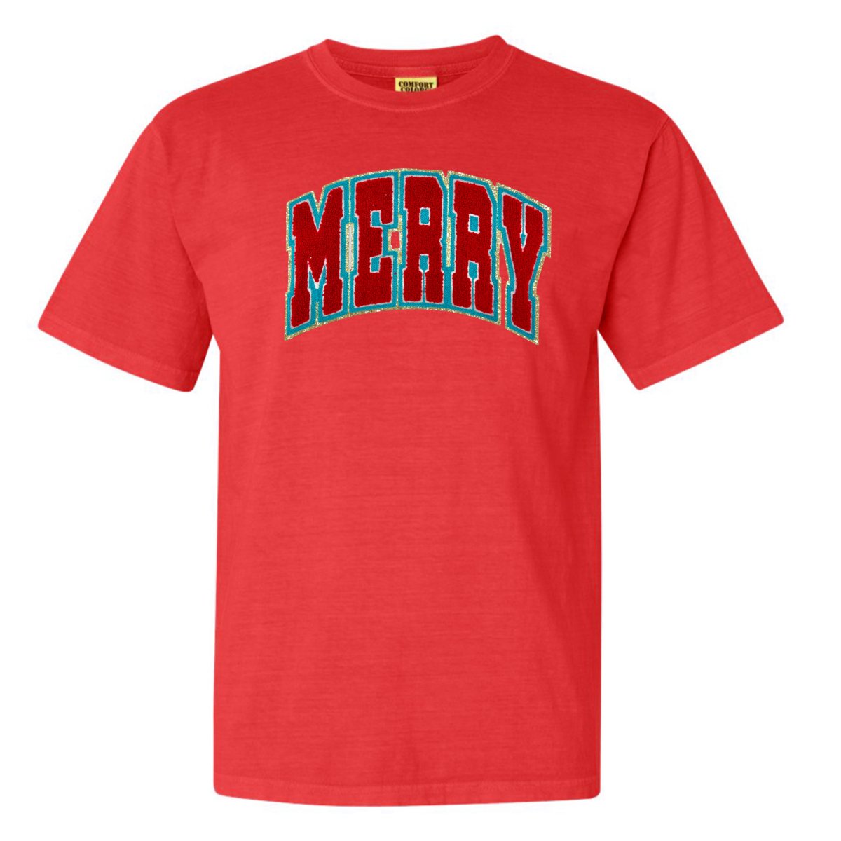 'Varsity Merry' Letter Patch Tee - United Monograms