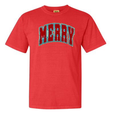 'Varsity Merry' Letter Patch Tee - United Monograms