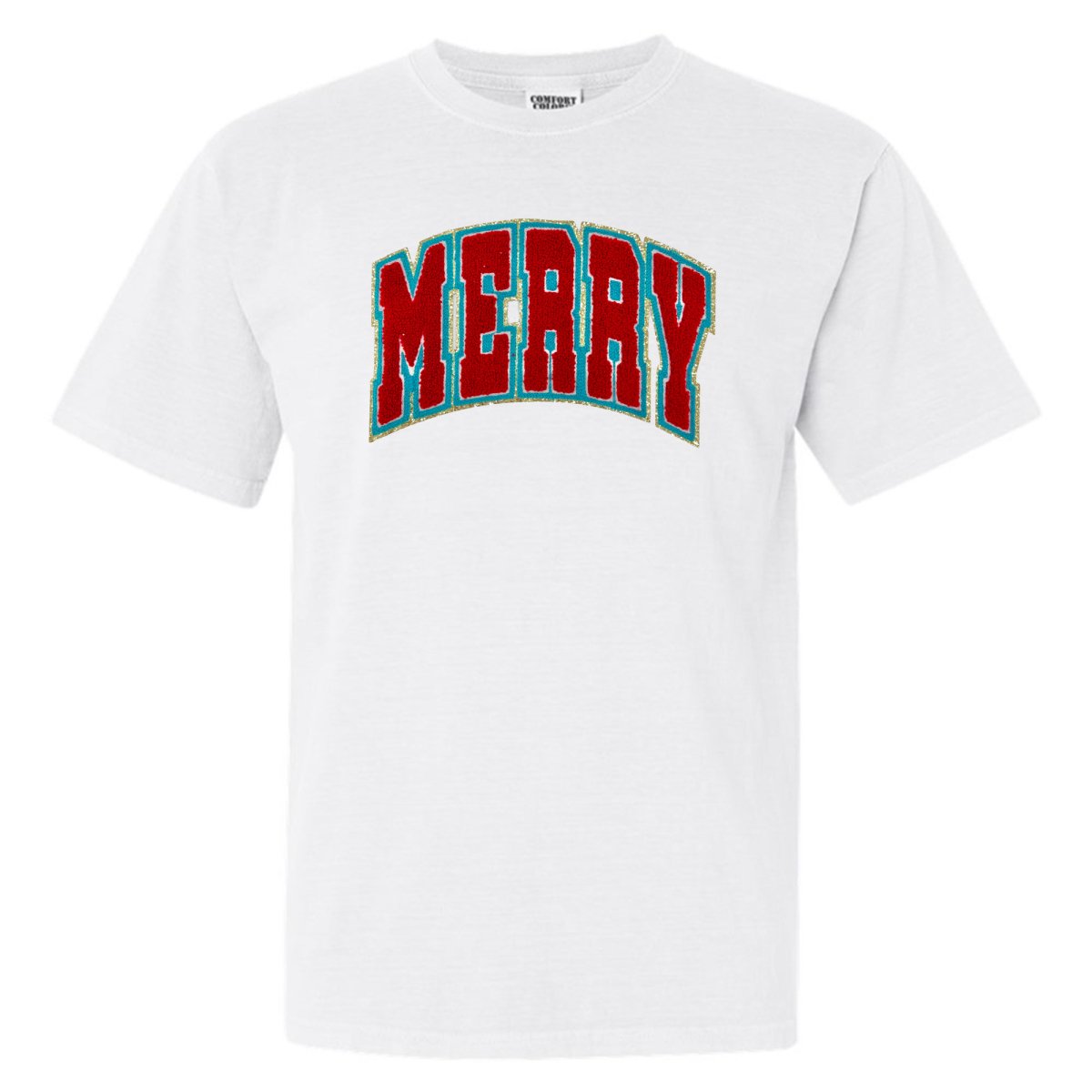 'Varsity Merry' Letter Patch Tee - United Monograms
