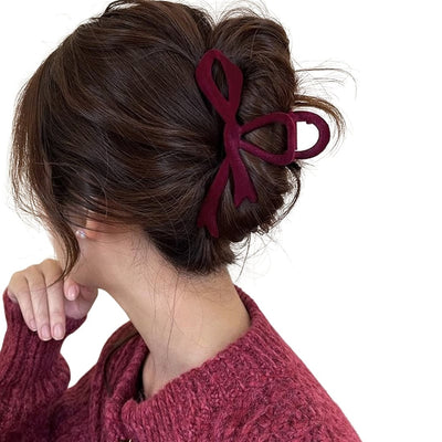 'Velvet Crush’ Bow Claw Clip - United Monograms