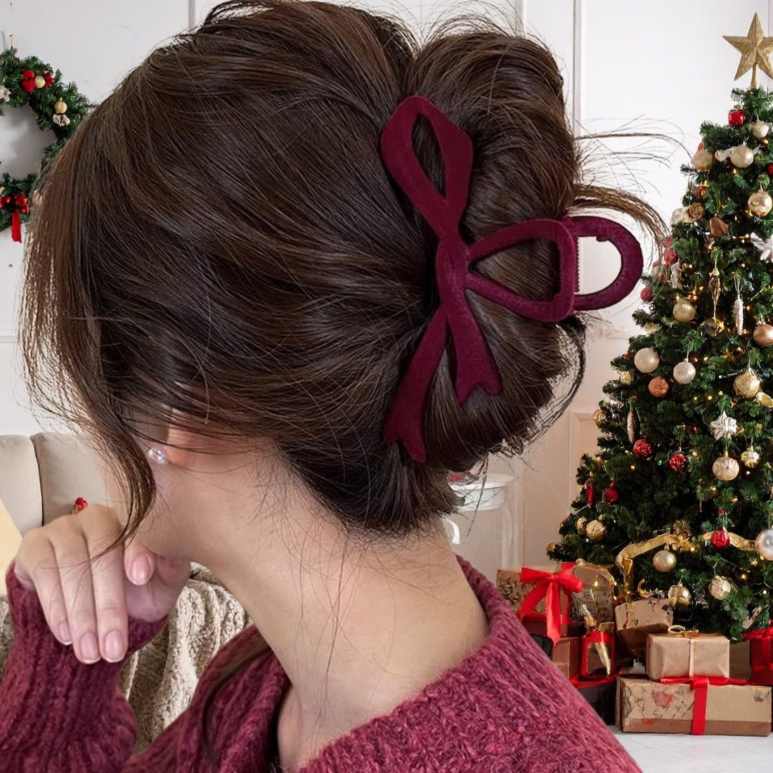 'Velvet Crush’ Bow Claw Clip - United Monograms