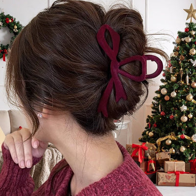 'Velvet Crush’ Bow Claw Clip - United Monograms