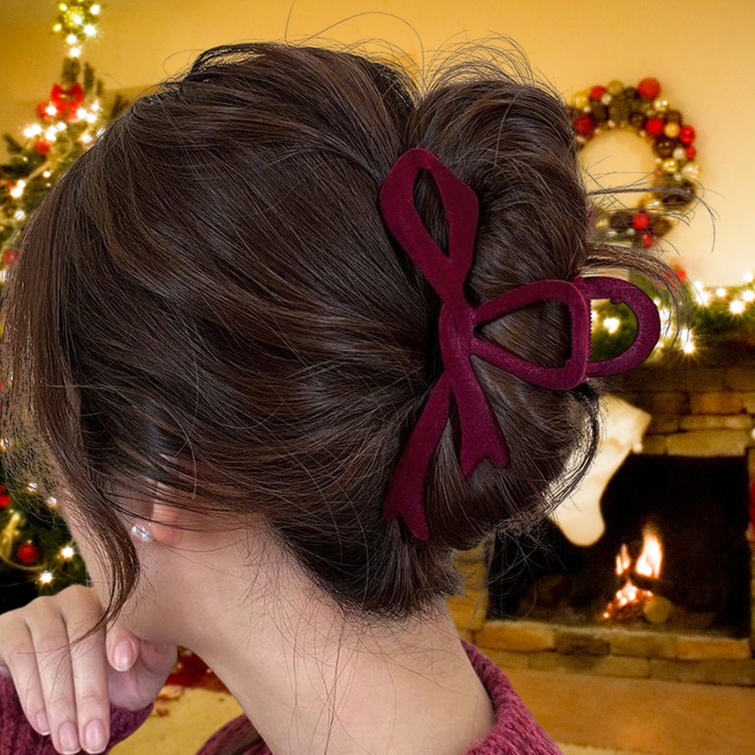 'Velvet Crush’ Bow Claw Clip - United Monograms