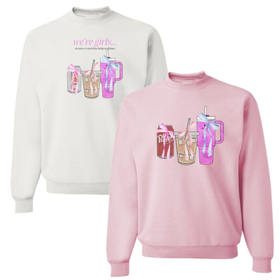 'We're Girls' Bow Drinks Crewneck Sweatshirt - United Monograms