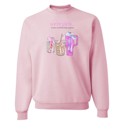 'We're Girls' Bow Drinks Crewneck Sweatshirt - United Monograms