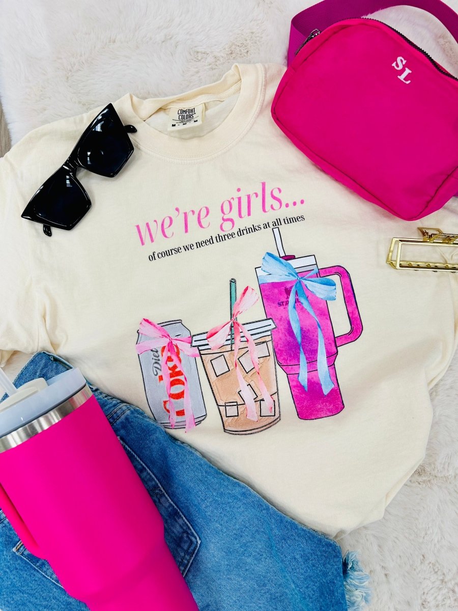 'We're Girls' Bow Drinks T-Shirt - United Monograms
