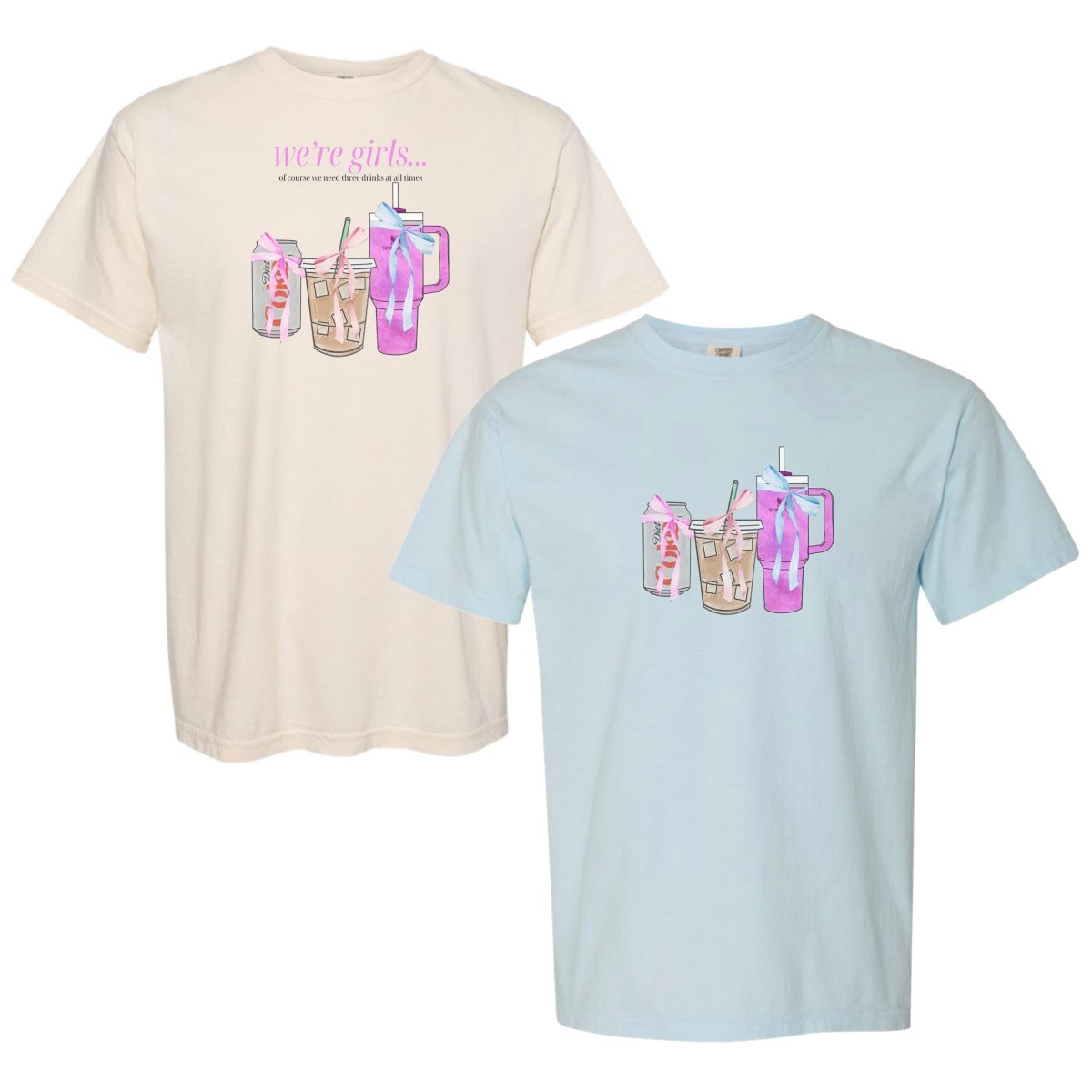 'We're Girls' Bow Drinks T-Shirt - United Monograms