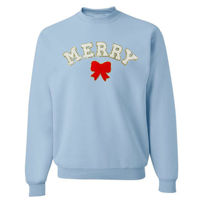 White Merry Letter Patch Crewneck Sweatshirt - United Monograms