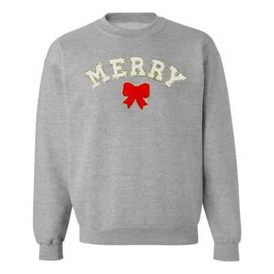 White Merry Letter Patch Crewneck Sweatshirt - United Monograms