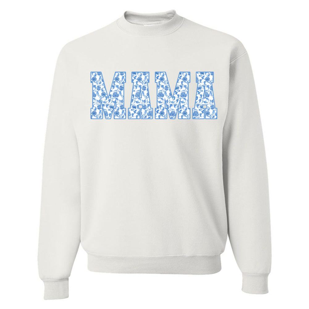'Blue & White Chinoiserie 'Mama' Crewneck Sweatshirt
