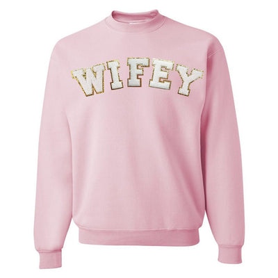 Wifey/Bride Letter Patch Crewneck Sweatshirt - United Monograms