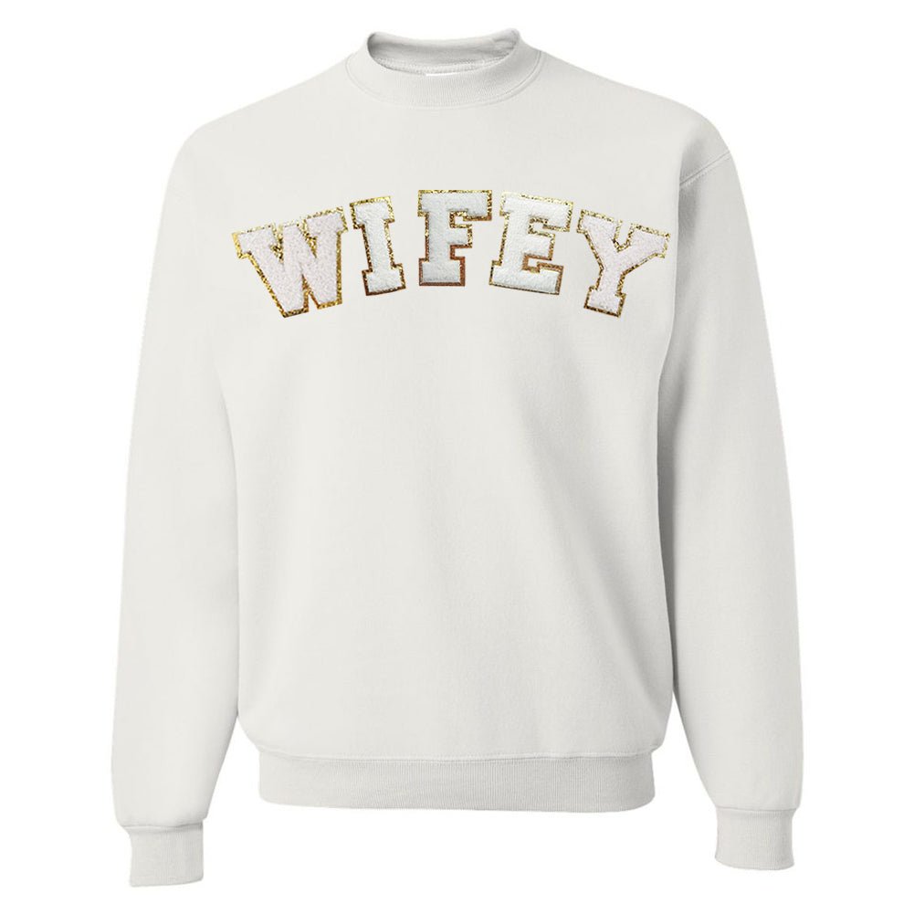 Wifey/Bride Letter Patch Crewneck Sweatshirt - United Monograms