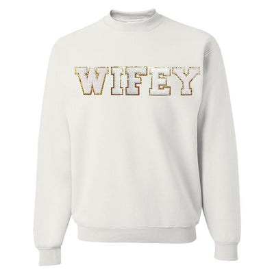 Wifey/Bride Letter Patch Crewneck Sweatshirt - United Monograms