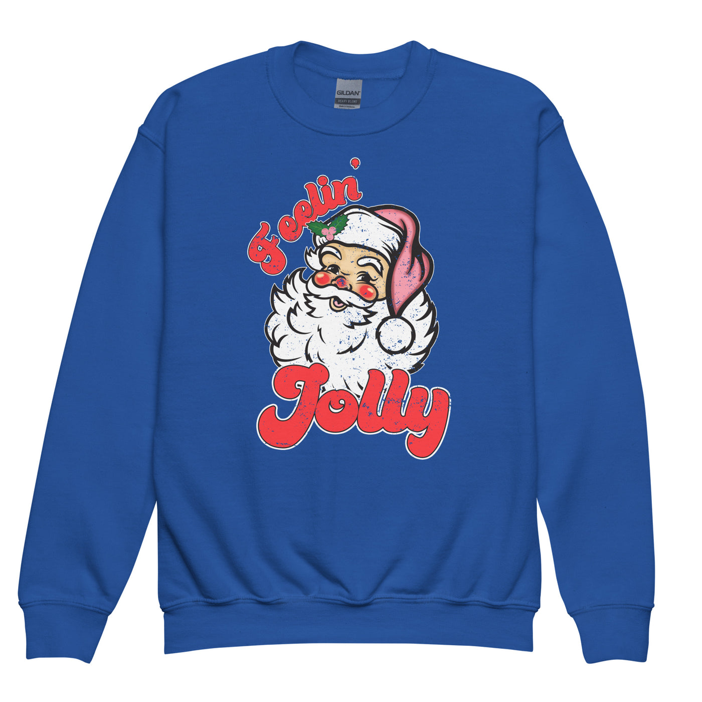 Kids Monogrammed 'Feelin' Jolly' Santa Crewneck Sweatshirt
