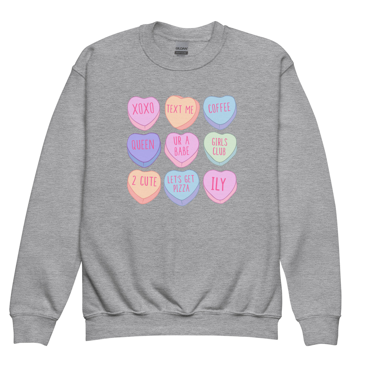 Kids Monogrammed 'Candy Hearts' Crewneck Sweatshirt
