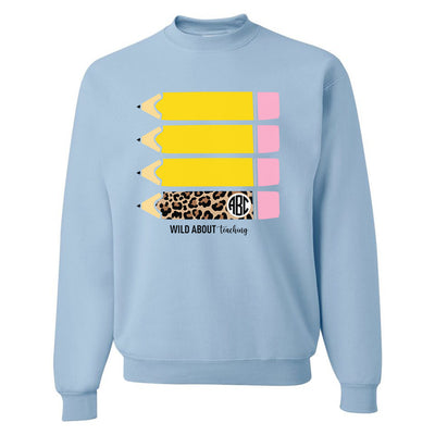 Monogrammed Wild About Teaching Leopard Pencil Sweatshirt
