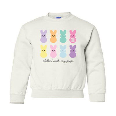 Kids Youth Monogrammed Easter Chillin' With My Peeps Sweatshirt