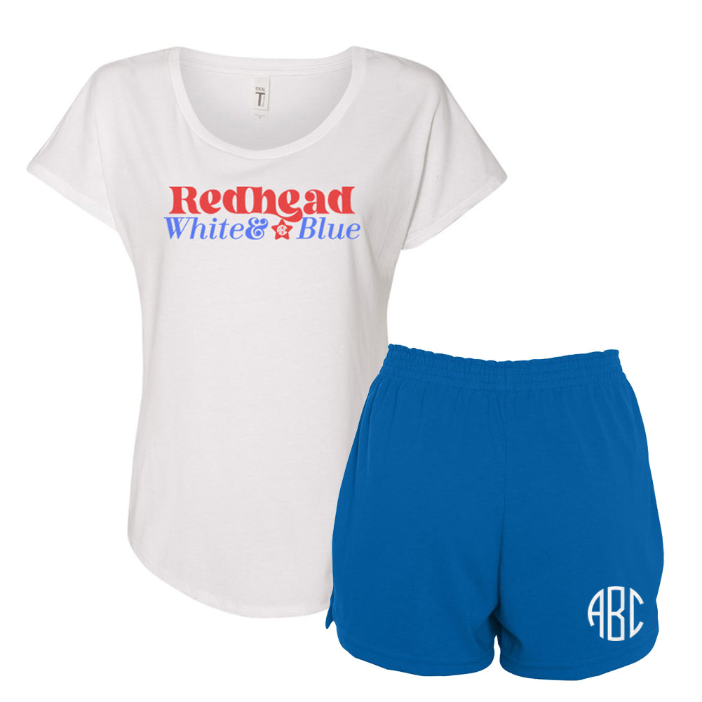 Monogrammed 'Redhead, White & Blue' Lounge Set Package