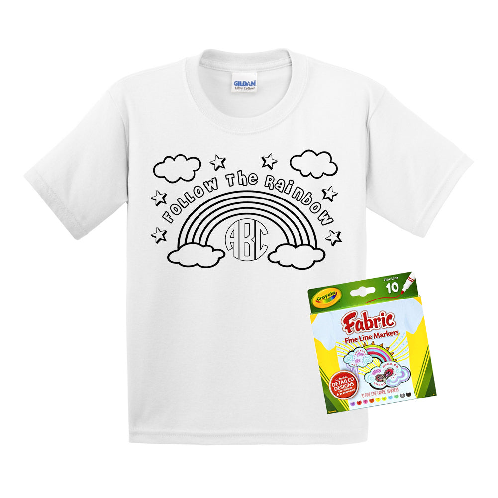Monogrammed Coloring Rainbow Kids Youth T-Shirt