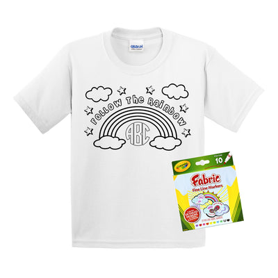 Monogrammed Coloring Rainbow Kids Youth T-Shirt