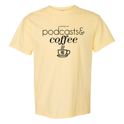 Monogrammed 'Running on Coffee & Podcasts' T-Shirt