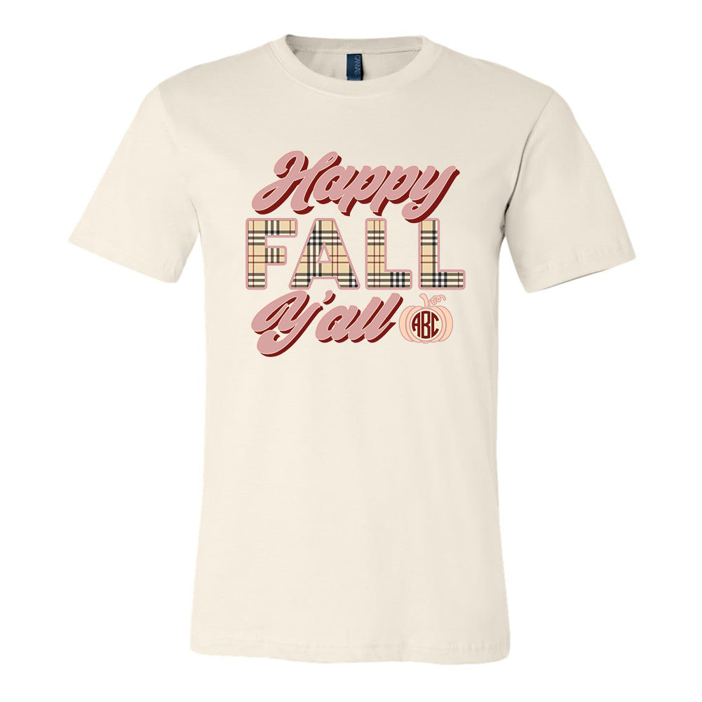 Monogrammed Happy Fall Y'all T-Shirt