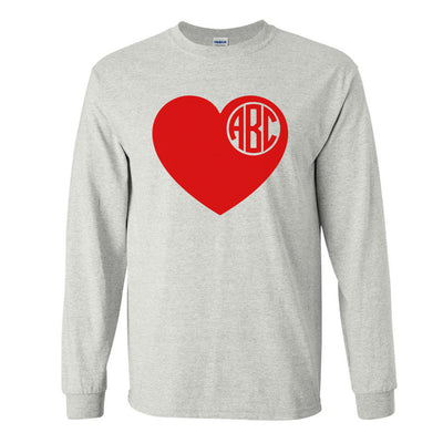 Monogrammed 'Big Heart' Basic Long Sleeve T-Shirt