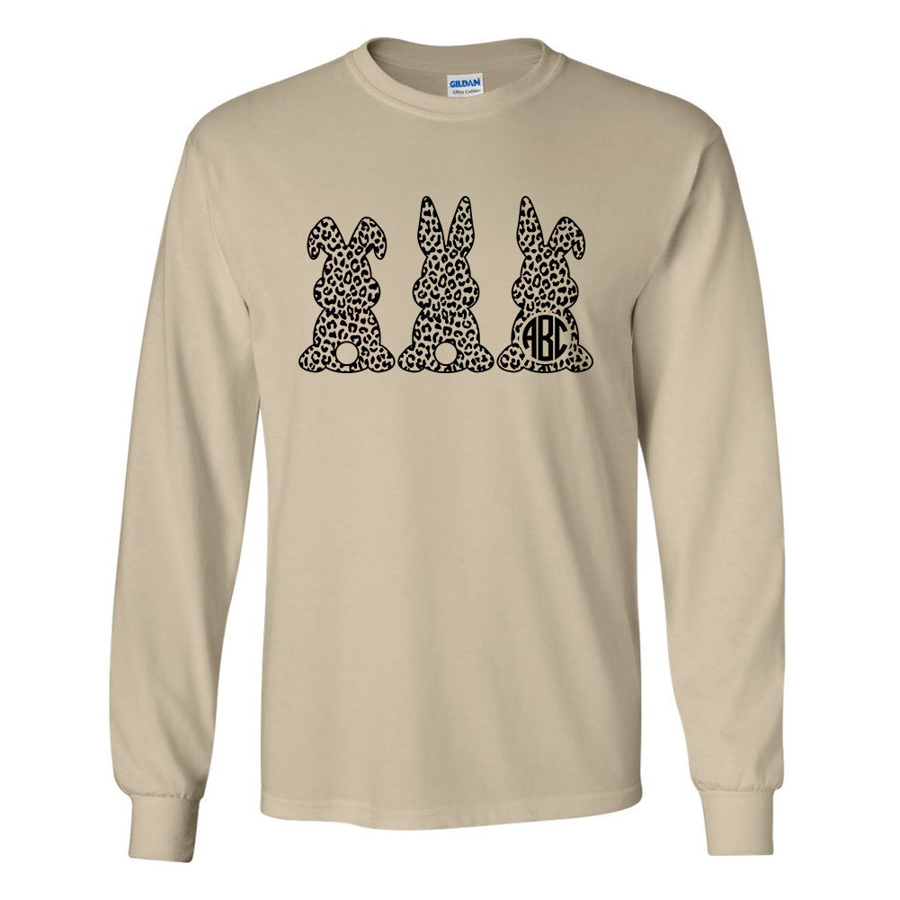 Monogrammed Leopard Easter Bunny Long Sleeve Shirt