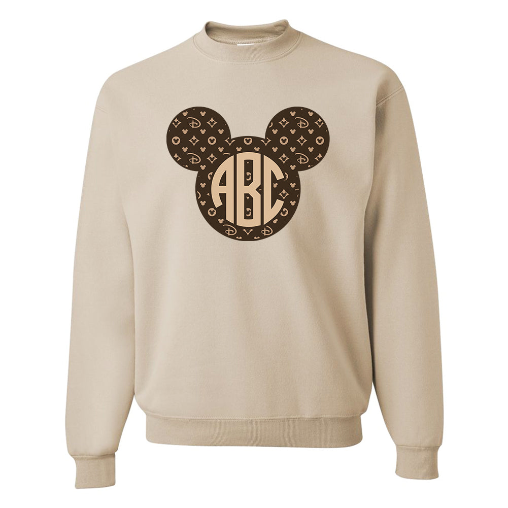 Monogrammed 'Designer Pattern Minnie/Mickey Mouse' Crewneck Sweatshirt