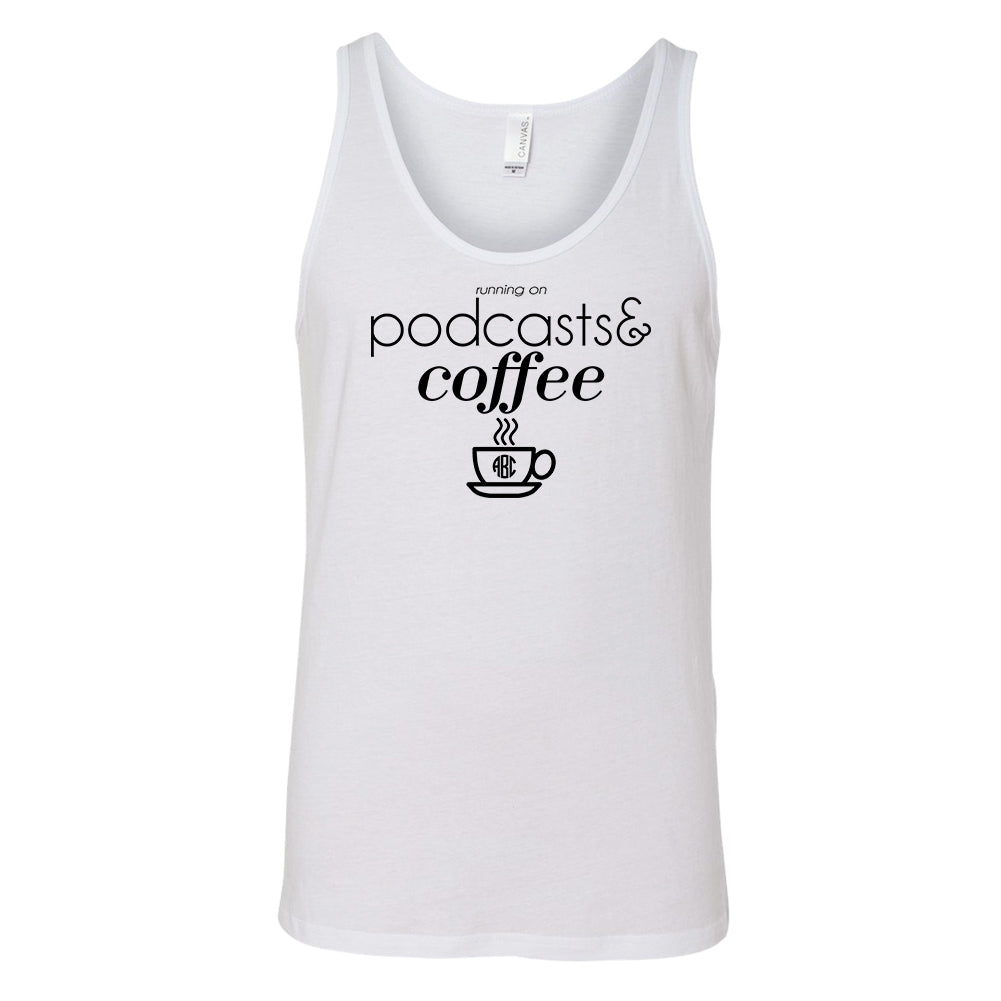 Monogrammed 'Running on Podcasts & Coffee' Premium Tank Top