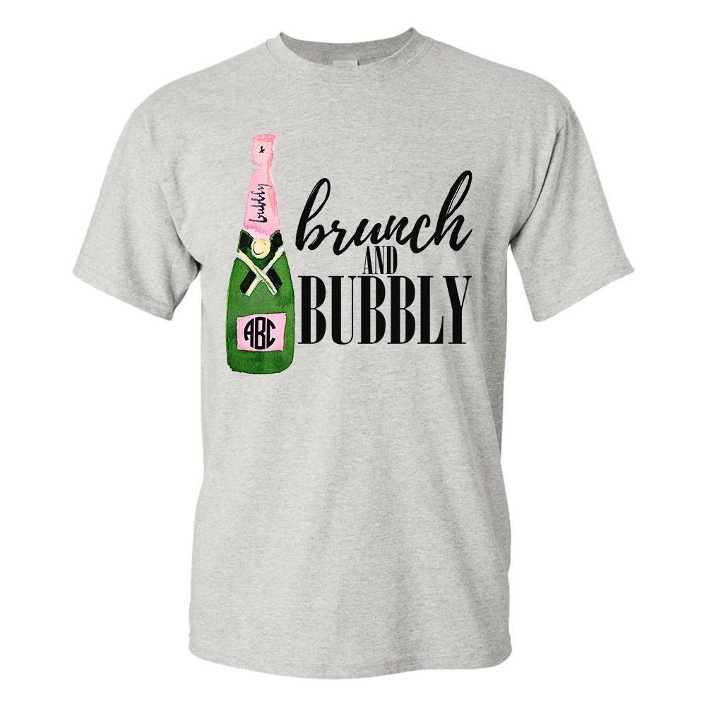 Monogrammed 'Brunch & Bubbly' Basic T-Shirt