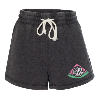Monogrammed Sweat Shorts with Watermelon Embroidery Monogram