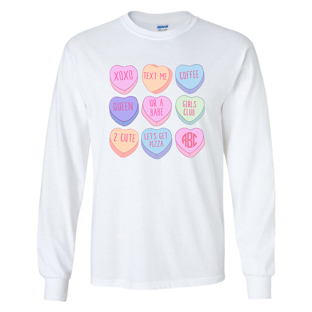 Monogrammed 'Candy Hearts' Basic Long Sleeve T-Shirt