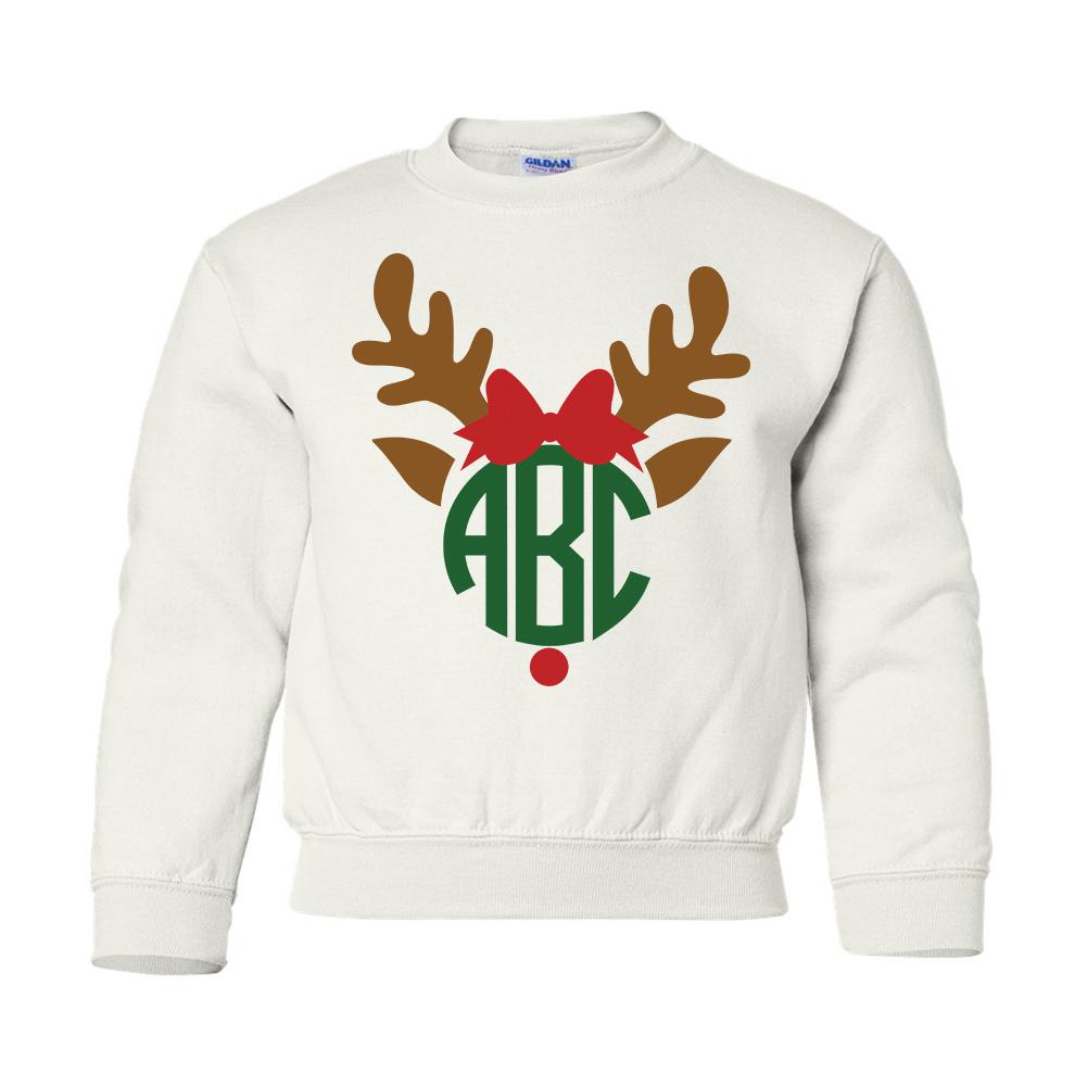 Monogrammed Kids Youth Reindeer Sweatshirt