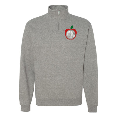 Monogrammed Apple Teacher Quarter Zip Sweatshirt