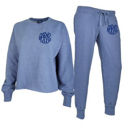 Monogrammed Distressed Lounge Set Package Joggers Sweatshirt