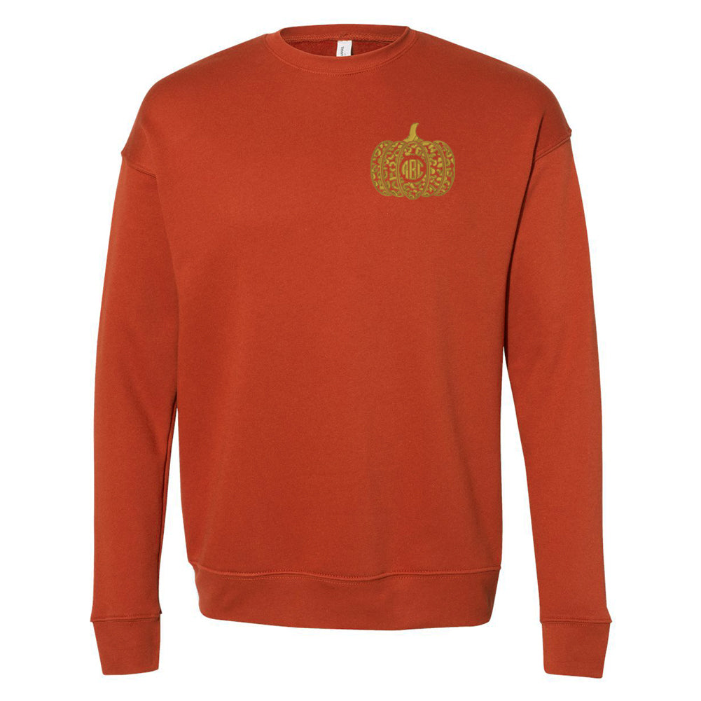 Monogrammed Leopard Pumpkin Premium Crewneck Sweatshirt