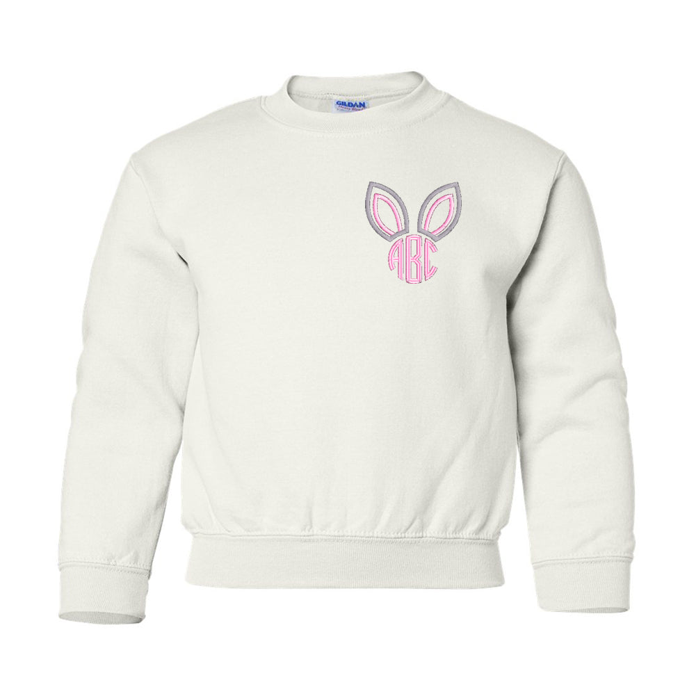 Kids Youth Monogrammed Easter Bunny Ears Sweatshirt