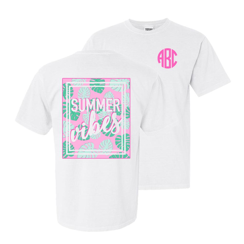 Monogrammed Summer Vibes Front & Back Comfort Colors Tee