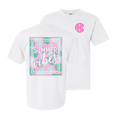 Monogrammed Summer Vibes Front & Back Comfort Colors Tee